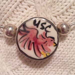 Silver and ceramic USC necklace